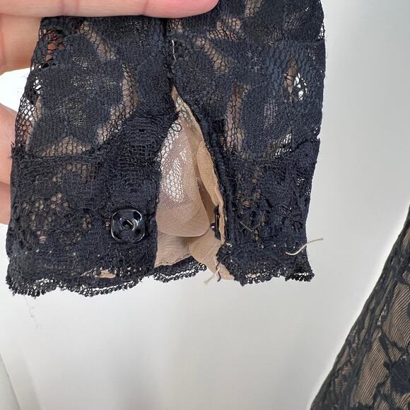 Vintage Victor Costa for Nahdree Black Nylon Lace Cocktail Maxi Dress - Picture 5 of 10